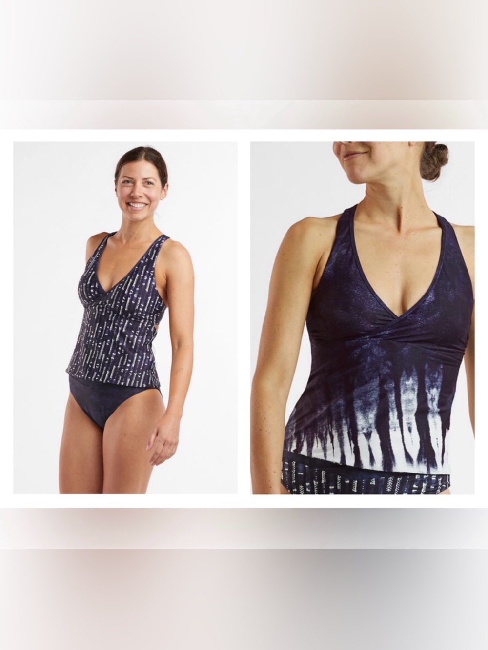 TITLE NINE Backflip Reversible Tankini Top · Blue Tie/Dye Rain Small